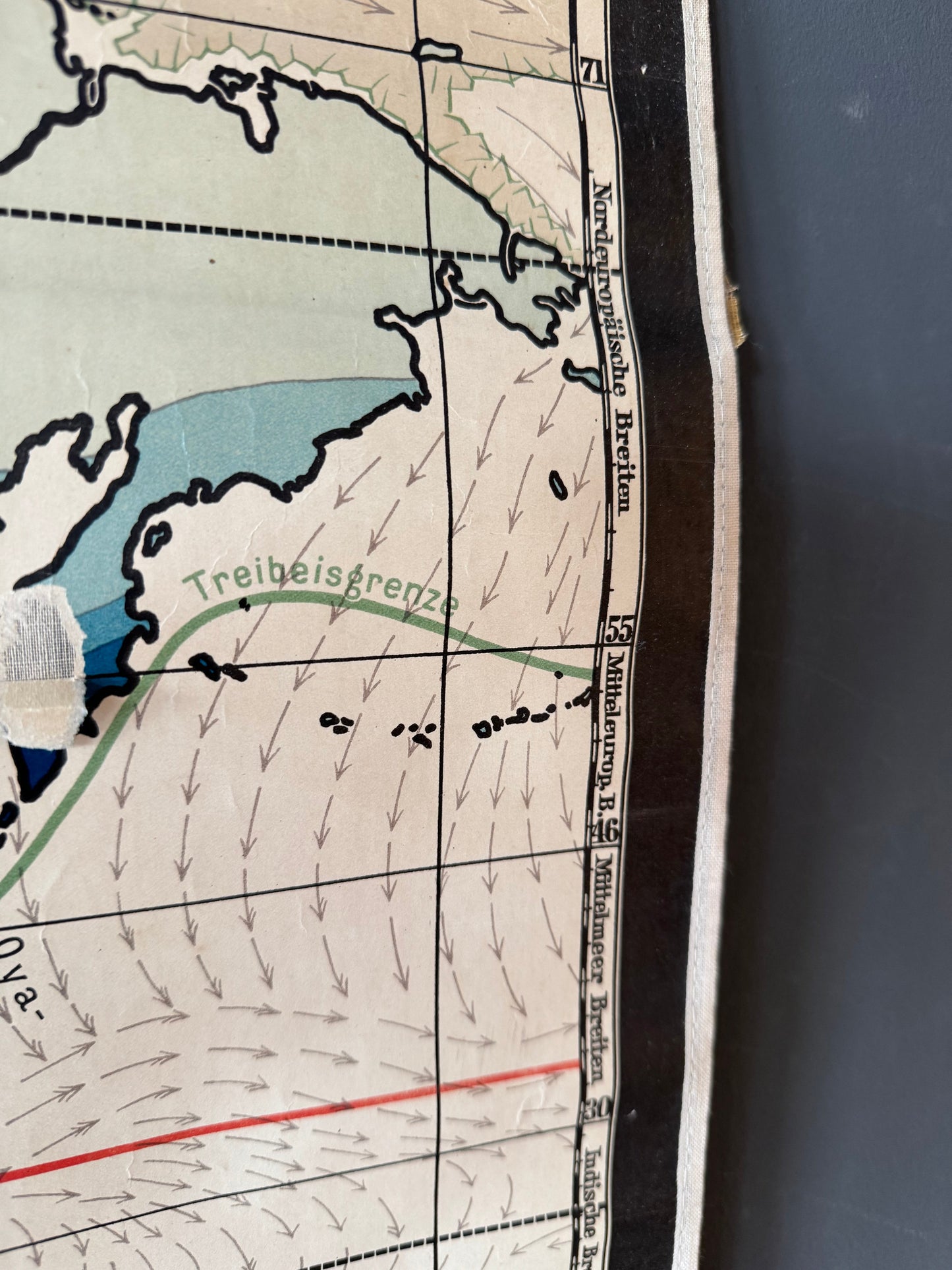 Vintage Schulwandkarte — Annual Precipitation Map (Dr. Hermann Haack)