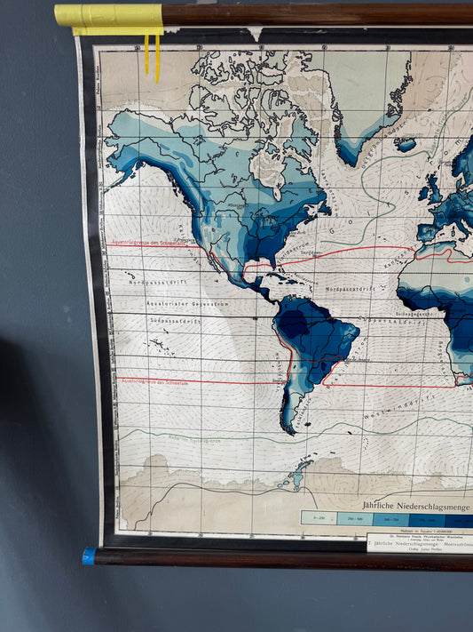 Vintage Schulwandkarte — Annual Precipitation Map (Dr. Hermann Haack)
